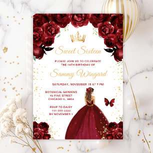 Burgundyrood Bruin Haar Prinses Sweet Sixteen Kaart