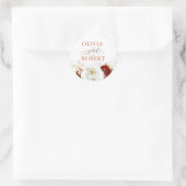 Burgundyrood en wit modern bloemendesign boho brui ronde sticker (Tas)