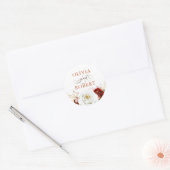Burgundyrood en wit modern bloemendesign boho brui ronde sticker (Envelop)