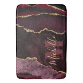 Burgundyrood & Goud Nep Glitter Marmer Agaat Badmat (Voorkant Verticaal)