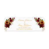 Burgundyroos & Zonnebloem Adreslabel Etiket (Voorkant)