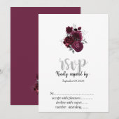 Burgundyrozen RSVP Kaart (Voorkant / Achterkant)