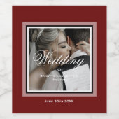 Burgundy's rode aanpasbare trouwfoto wijn etiket (Enkel label)