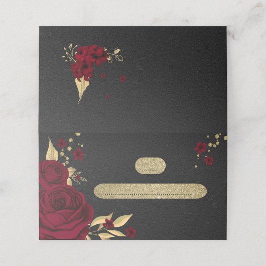 burgungse bloemen goudblad zwarte plaatje plaatskaartje (Buitenkant ongevouwen)