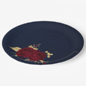 burgungse bloemen goudbladeren blauw papieren bordje (Gekanteld)