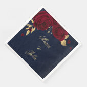 burgungse bloemen goudbladeren blauw servet (Hoek)