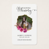 Burguny Blossom Foto Memorial Prayer Cards Visitekaartje (Voorkant)