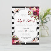 Burguny Template Invitación boda rojo borgoña Kaart (Staand voorkant)