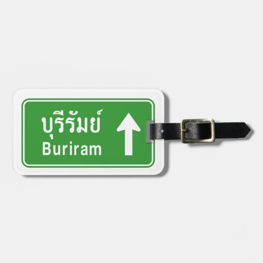 Buriram Ahead ⚠ Thai Highway Traffic Sign ⚠ Bagagelabel (Voorkant horizontaal)