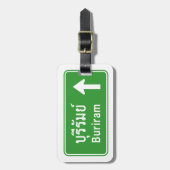 Buriram Ahead ⚠ Thai Highway Traffic Sign ⚠ Bagagelabel (Voorkant verticaal)