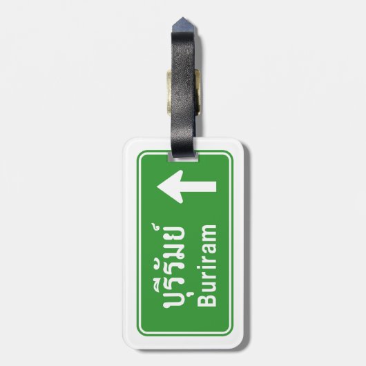 Buriram Ahead ⚠ Thai Highway Traffic Sign ⚠ Bagagelabel (Achterkant verticaal)
