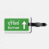Buriram Ahead ⚠ Thai Highway Traffic Sign ⚠ Bagagelabel (Achterkant horizontaal)