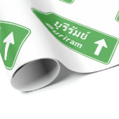 Buriram Ahead ⚠ Thai Highway Traffic Sign ⚠ Cadeaupapier (Rol Hoek)