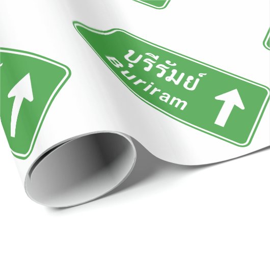 Buriram Ahead ⚠ Thai Highway Traffic Sign ⚠ Cadeaupapier (Rol Hoek)