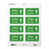 Buriram Ahead ⚠ Thai Highway Traffic Sign ⚠ Etiket (Full Sheet)