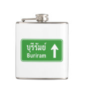 Buriram Ahead ⚠ Thai Highway Traffic Sign ⚠ Heupfles (Voorkant)