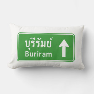 Buriram Ahead ⚠ Thai Highway Traffic Sign ⚠ Kussen