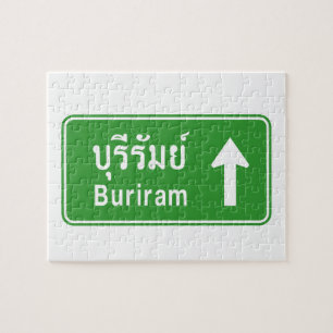 Buriram Ahead ⚠ Thai Highway Traffic Sign ⚠ Legpuzzel