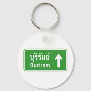 Buriram Ahead ⚠ Thai Highway Traffic Sign ⚠ Sleutelhanger
