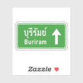 Buriram Ahead ⚠ Thai Highway Traffic Sign ⚠ Sticker (Vel)