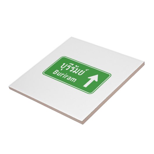 Buriram Ahead ⚠ Thai Highway Traffic Sign ⚠ Tegeltje (Zijkant)