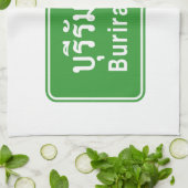 Buriram Ahead ⚠ Thai Highway Traffic Sign ⚠ Theedoek (Gevouwen)