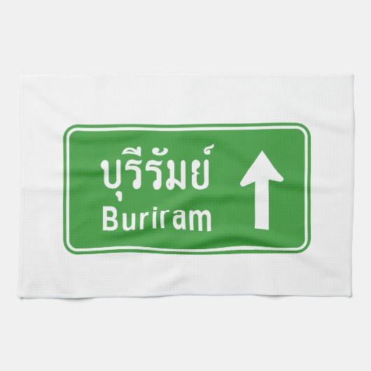 Buriram Ahead ⚠ Thai Highway Traffic Sign ⚠ Theedoek (Horizontaal)