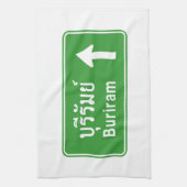 Buriram Ahead ⚠ Thai Highway Traffic Sign ⚠ Theedoek (Verticaal)