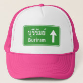 Buriram Ahead ⚠ Thai Highway Traffic Sign ⚠ Trucker Pet (Voorkant)