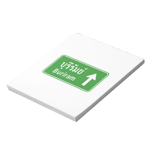 Buriram Ahead ⚠ Thais verkeersbord ⚠ Notitieblok (Linkerzijde)