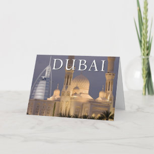 Burj al Arab   Moskee in de avond Dubai Dank je Bedankkaart