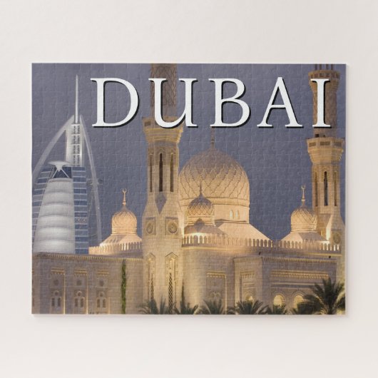Burj al Arab | Moskee in de avond Dubai Legpuzzel (Horizontaal)
