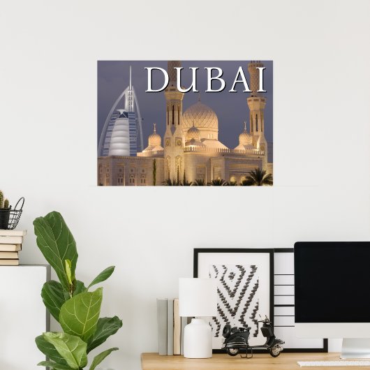 Burj al Arab | Moskee in de avond Dubai Poster (Thuiskantoor)