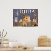 Burj al Arab | Moskee in de avond Dubai Poster (Keuken)