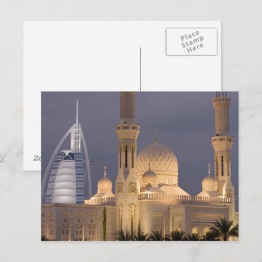 Burj al Arab | Moskee in Evening Dubai Briefkaart (Voorkant / Achterkant)
