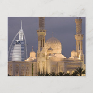 Burj al Arab   Moskee in Evening Dubai Briefkaart
