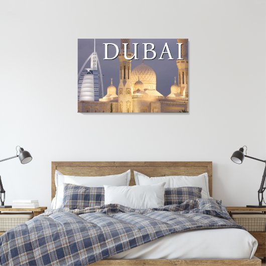 Burj al Arab | Moskee in Evening Dubai Canvas Afdruk (Insitu (Slaapkamer))