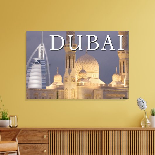 Burj al Arab | Moskee in Evening Dubai Canvas Afdruk (Insitu (Woonkamer))