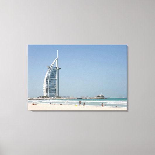 Burj Al Arab vanaf Sunset Beach, Dubai Canvas Afdruk (Voorkant)