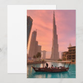 Burj Khalifa Boat Lake Cityscape Kaart (Voorkant / Achterkant)