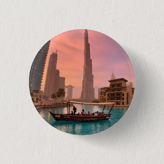 Burj Khalifa Boat Lake Cityscape Ronde Button 3,2 Cm (Voorkant)