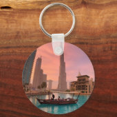 Burj Khalifa Boat Lake Cityscape Sleutelhanger (Voorkant)