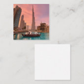 Burj Khalifa Boat Lake Cityscape Vierkante Visitekaartje (Voorkant / Achterkant)