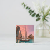 Burj Khalifa Boat Lake Cityscape Vierkante Visitekaartje (Staand voorkant)