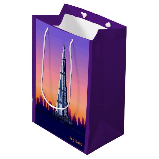 Burj Khalifa-cadeaubag Medium Cadeauzakje (Voorkant Gekanteld)