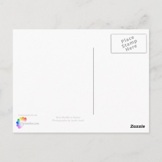 Burj Khalifa, Dubai Briefkaart (Achterkant)