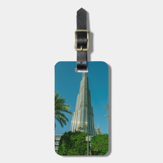 Burj Khalifa-, Dubai- en palmbomen Bagagelabel (Voorkant verticaal)