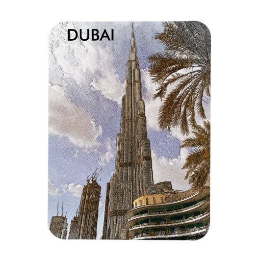 Burj Khalifa Dubai Vintage skyline reizen Magneet (Verticaal)