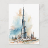 Burj Khalifa Dubai Waterverf Schilderij Reizen Briefkaart (Voorkant)