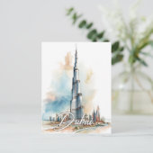 Burj Khalifa Dubai Waterverf Schilderij Reizen Briefkaart (Staand voorkant)